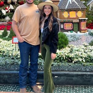 SHEIN olive green velvet flare bottoms - XS - worn once - perfect condition